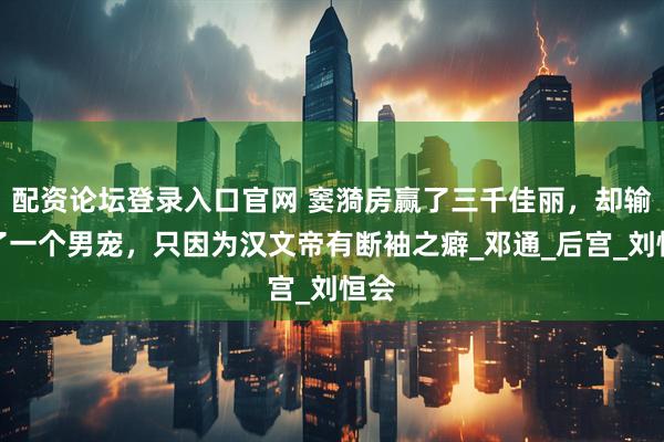 配资论坛登录入口官网 窦漪房赢了三千佳丽，却输给了一个男宠，只因为汉文帝有断袖之癖_邓通_后宫_刘恒会